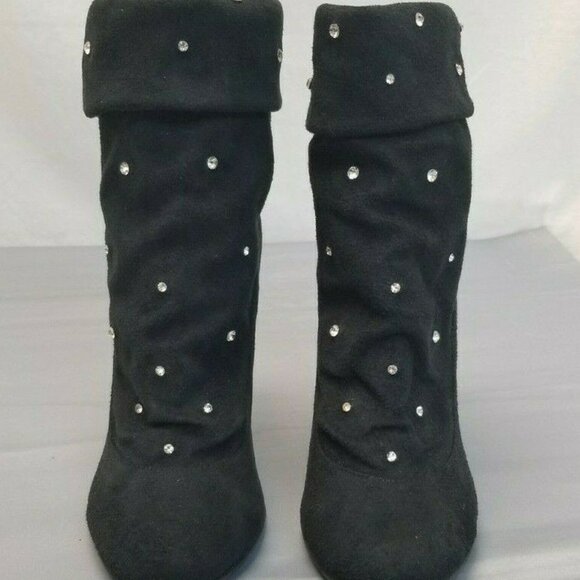NINA Suede Studded Stilrtto Black Booties Sz 6 - Picture 4 of 7